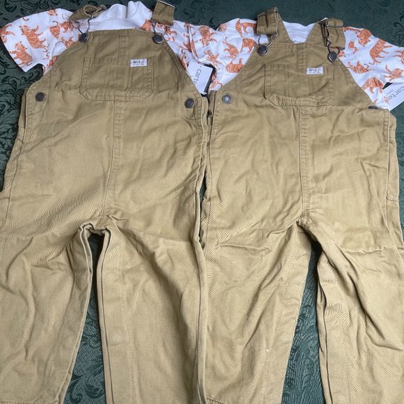 NWT3m TWINS carters tigers Overalls outfit cats